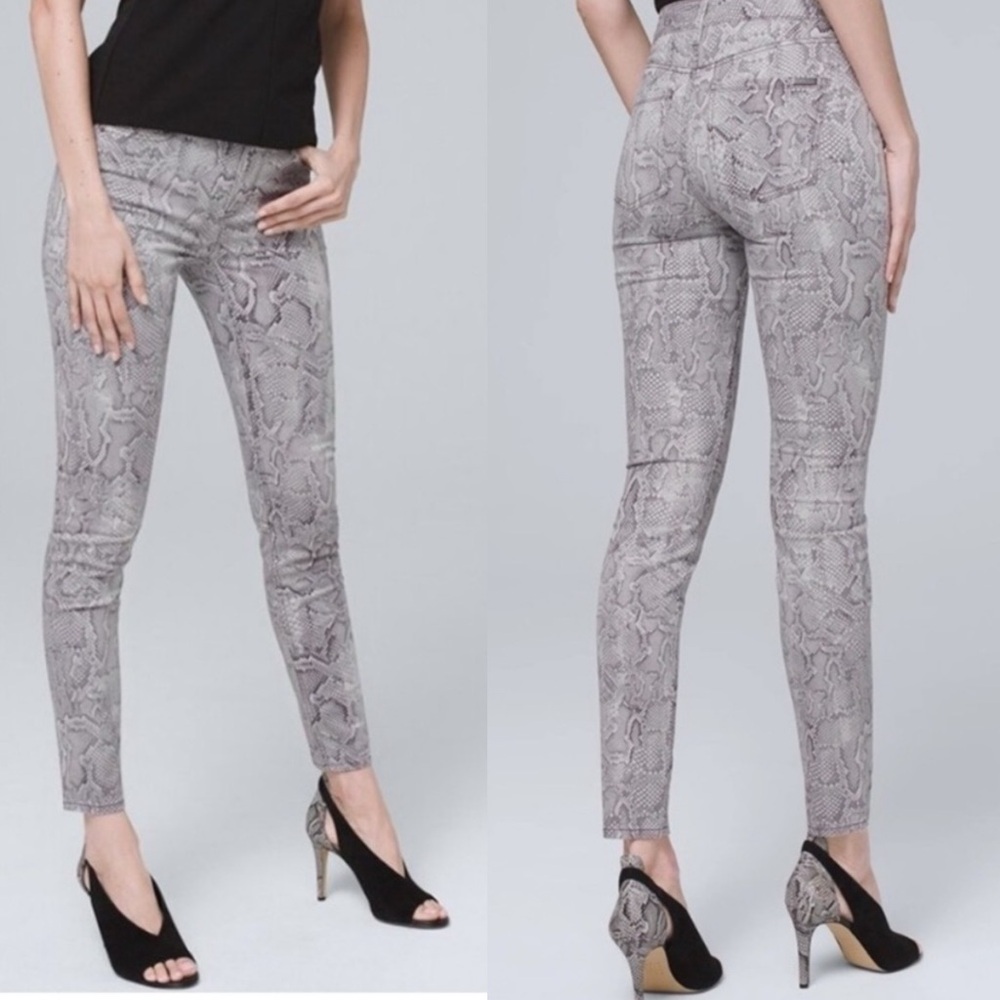 WHITEHOUSE BLACKMARKET•python snake print highrise sculpt skinny leg jeans 6 NWT
